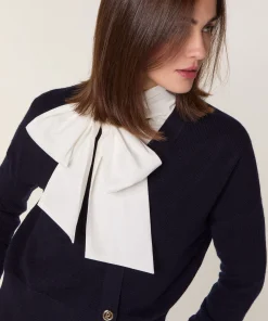 New Rodier Pull trompe l'œil en laine mérinos bleu marine