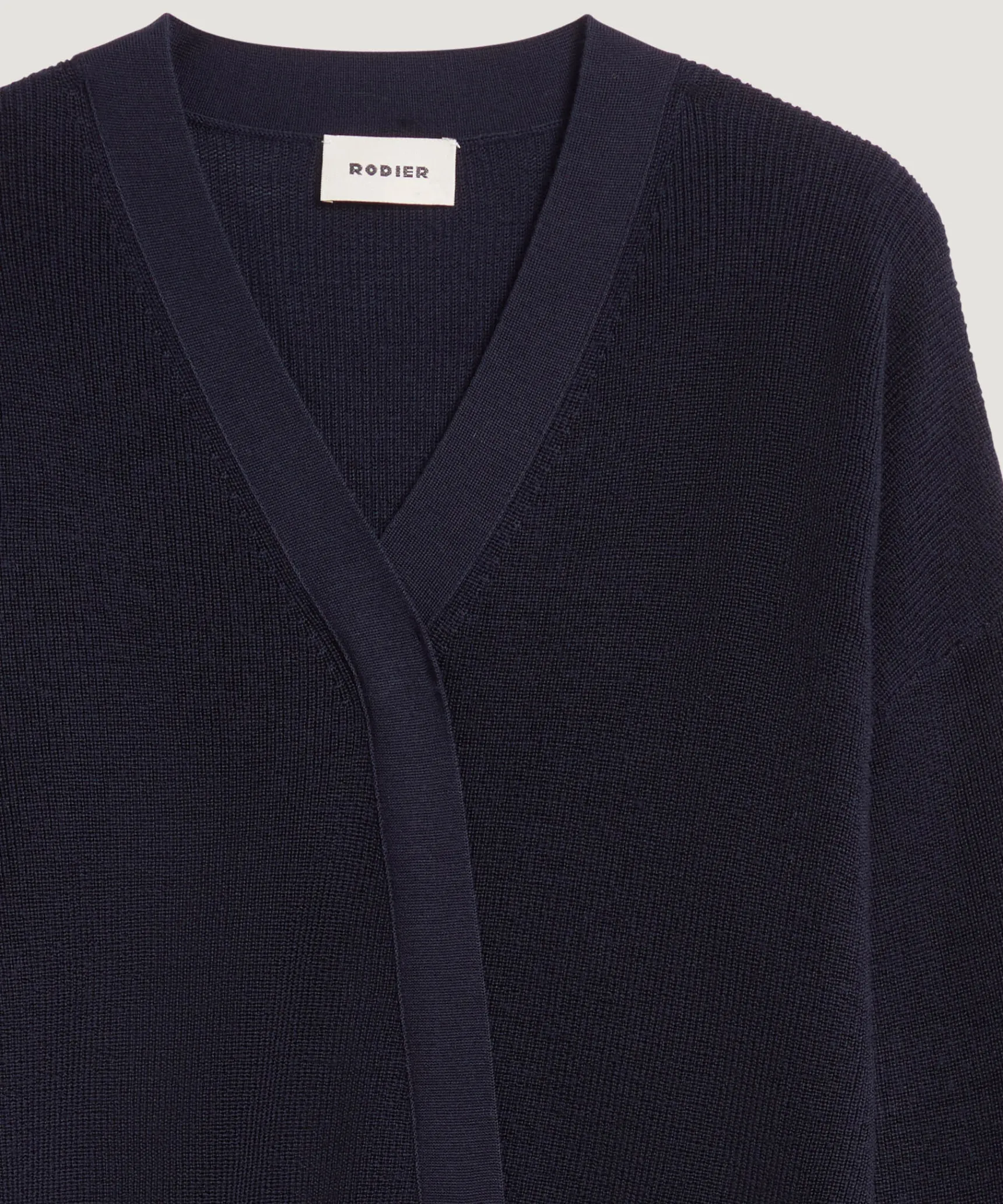 New Rodier Pull trompe l'œil en laine mérinos bleu marine