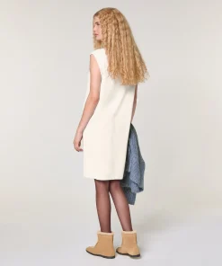 Discount Rodier Robe droite en laine blanc écru