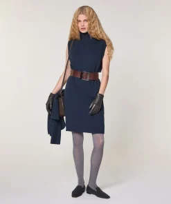Sale Rodier Robe droite en laine bleu denim