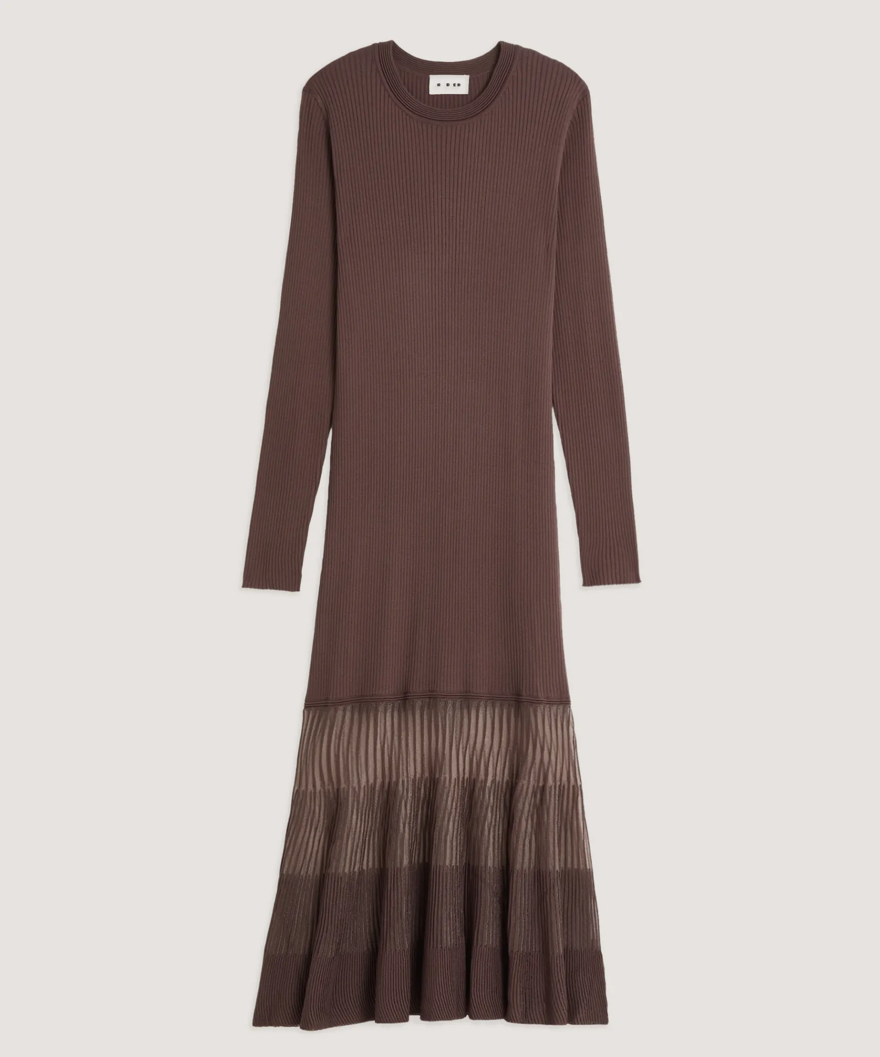 Discount Rodier Robe longue bi-matière marron écorce