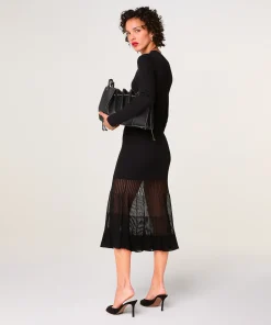Online Rodier Robe longue bi-matière noir