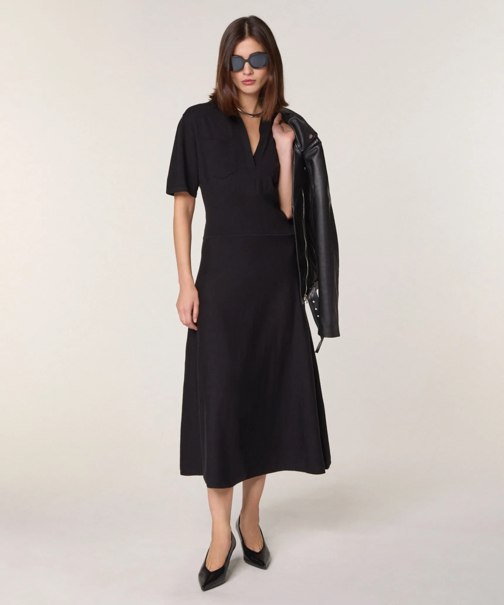 New Rodier Robe longue en laine noir