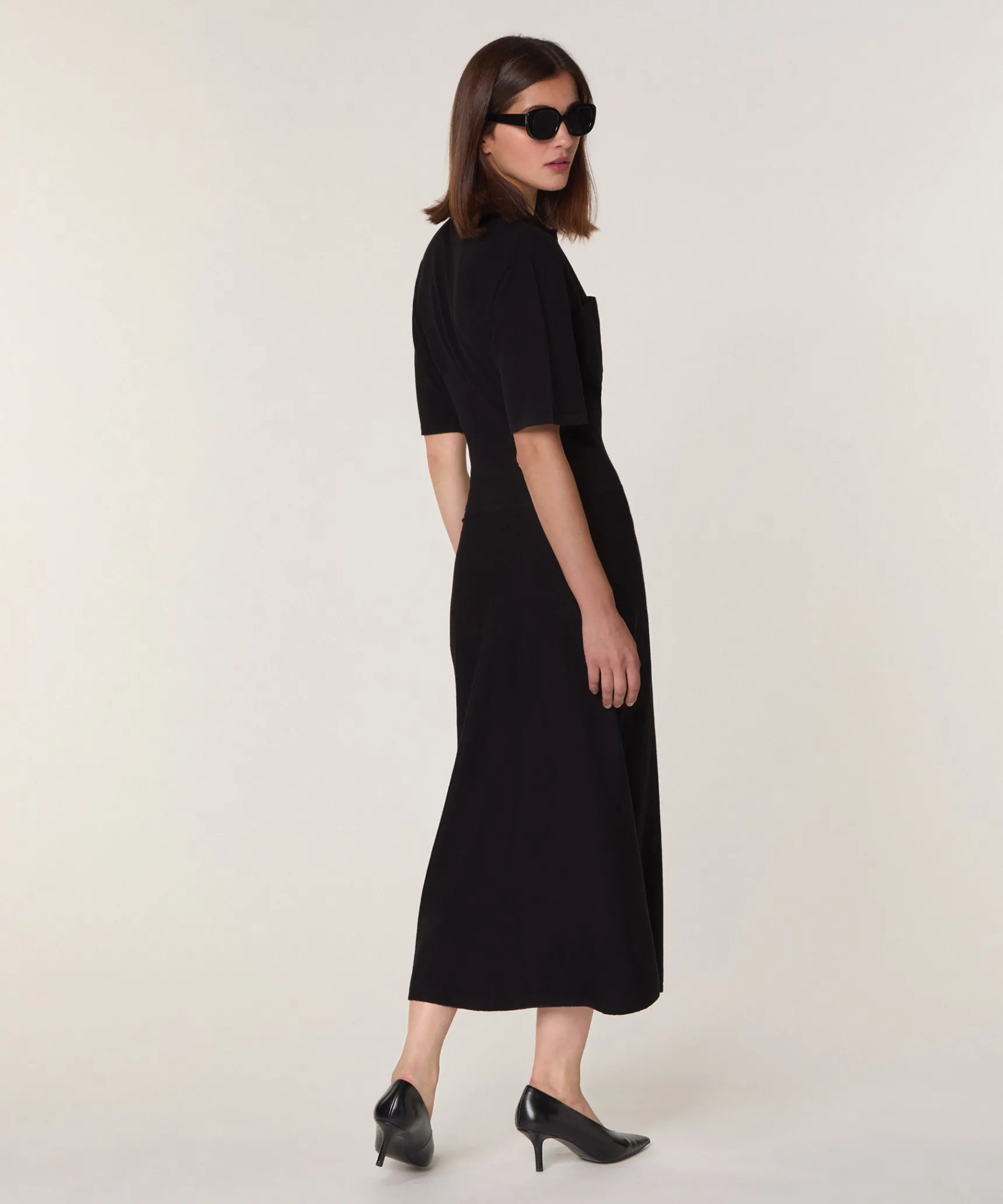 New Rodier Robe longue en laine noir
