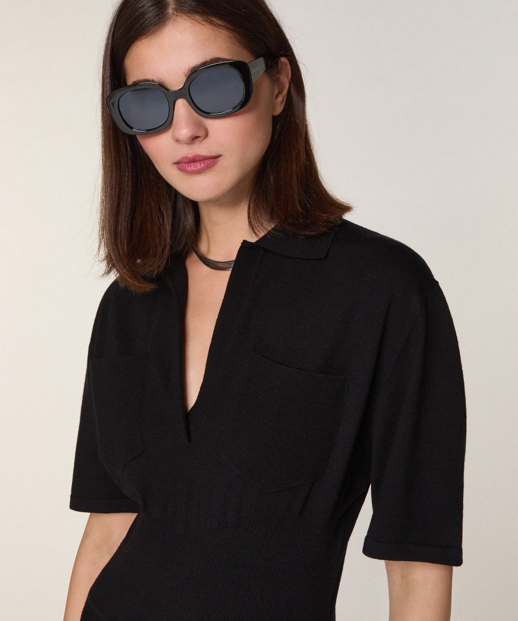 New Rodier Robe longue en laine noir