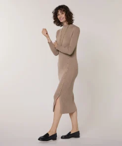 Rodier Robe longue en maille marron moka