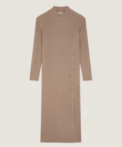 Rodier Robe longue en maille marron moka