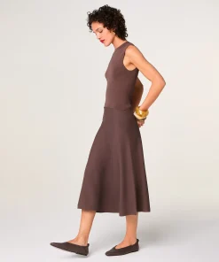 Rodier Robe longue évasée marron écorce