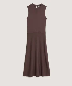 Rodier Robe longue évasée marron écorce
