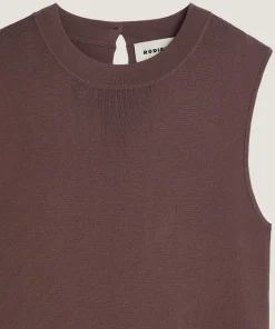 Rodier Robe longue évasée marron écorce