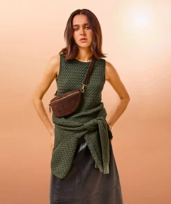 New Rodier Sac banane Lila en cuir velours marron foncé