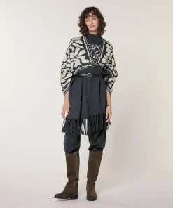 Clearance Rodier Étole en maille jacquard gris foncé