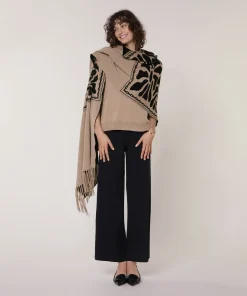New Rodier Étole en maille jacquard marron moka