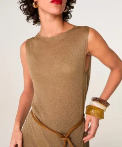 Rodier Top en maille lurex marron moka