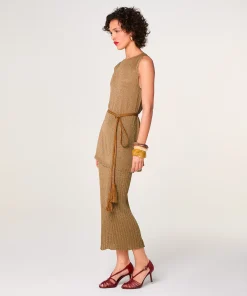 Rodier Top en maille lurex marron moka