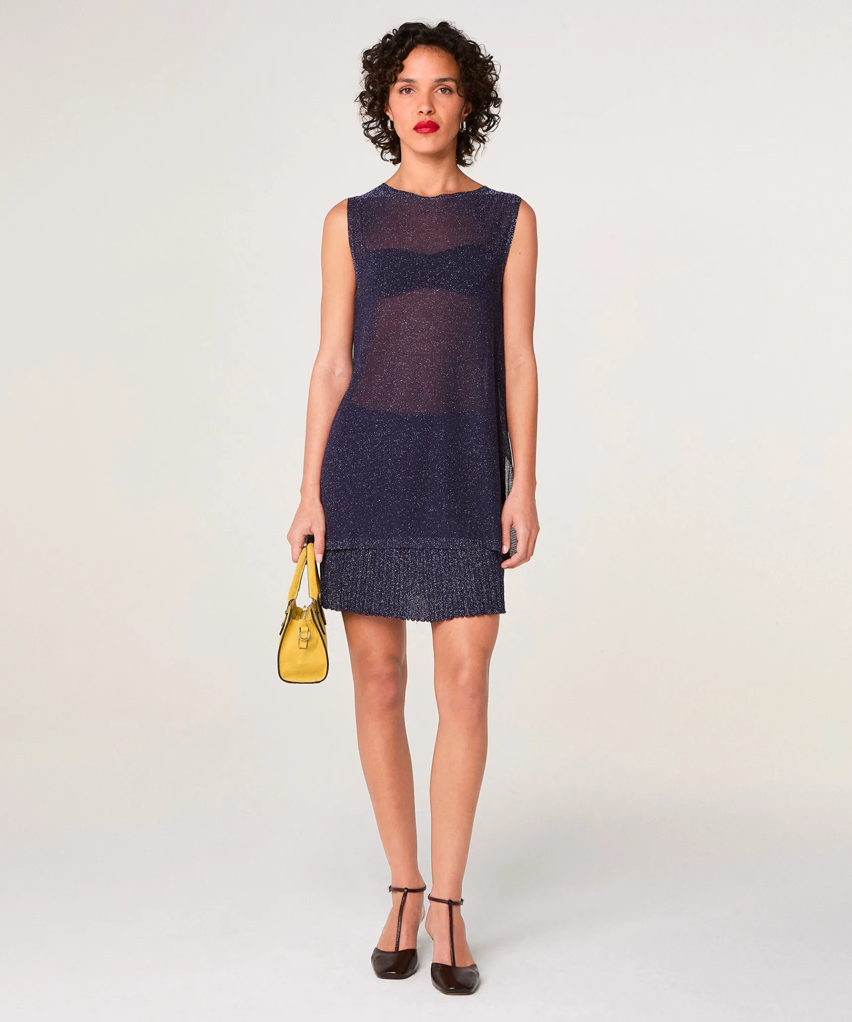 New Rodier Top en maille lurex bleu marine