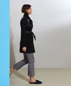 Rodier Trench-coat bi-matière cuir noir