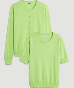 New Rodier Twin-set coton vert tilleul