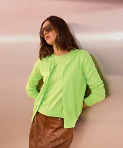 New Rodier Twin-set coton vert tilleul