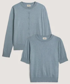 Clearance Rodier Twin-set en coton bleu gris