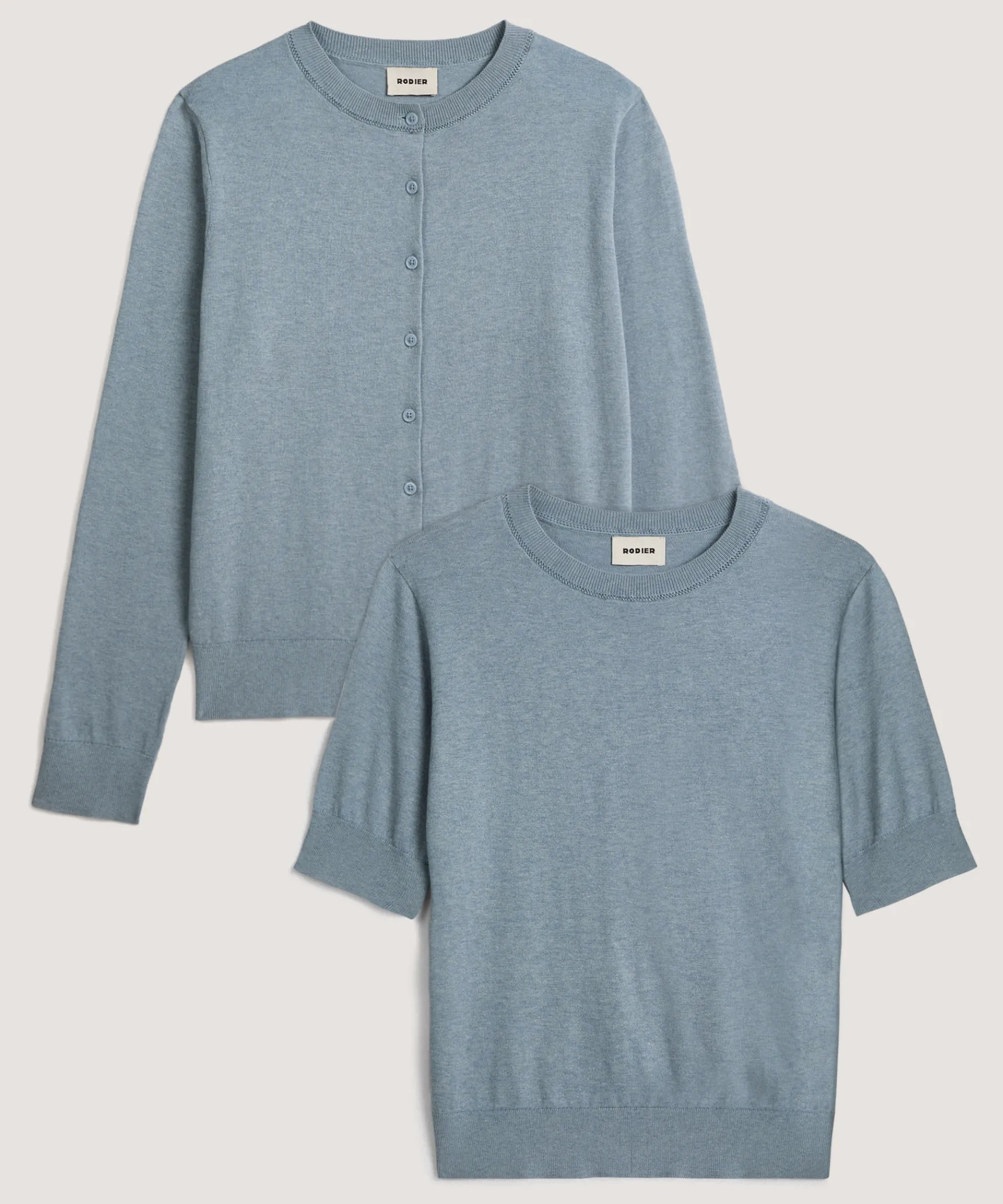 Clearance Rodier Twin-set en coton bleu gris