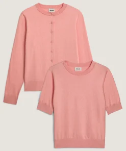 New Rodier Twin-set en coton rose saumon
