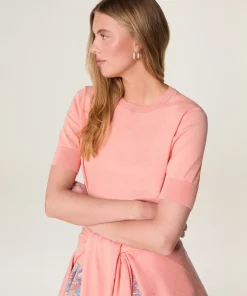 New Rodier Twin-set en coton rose saumon