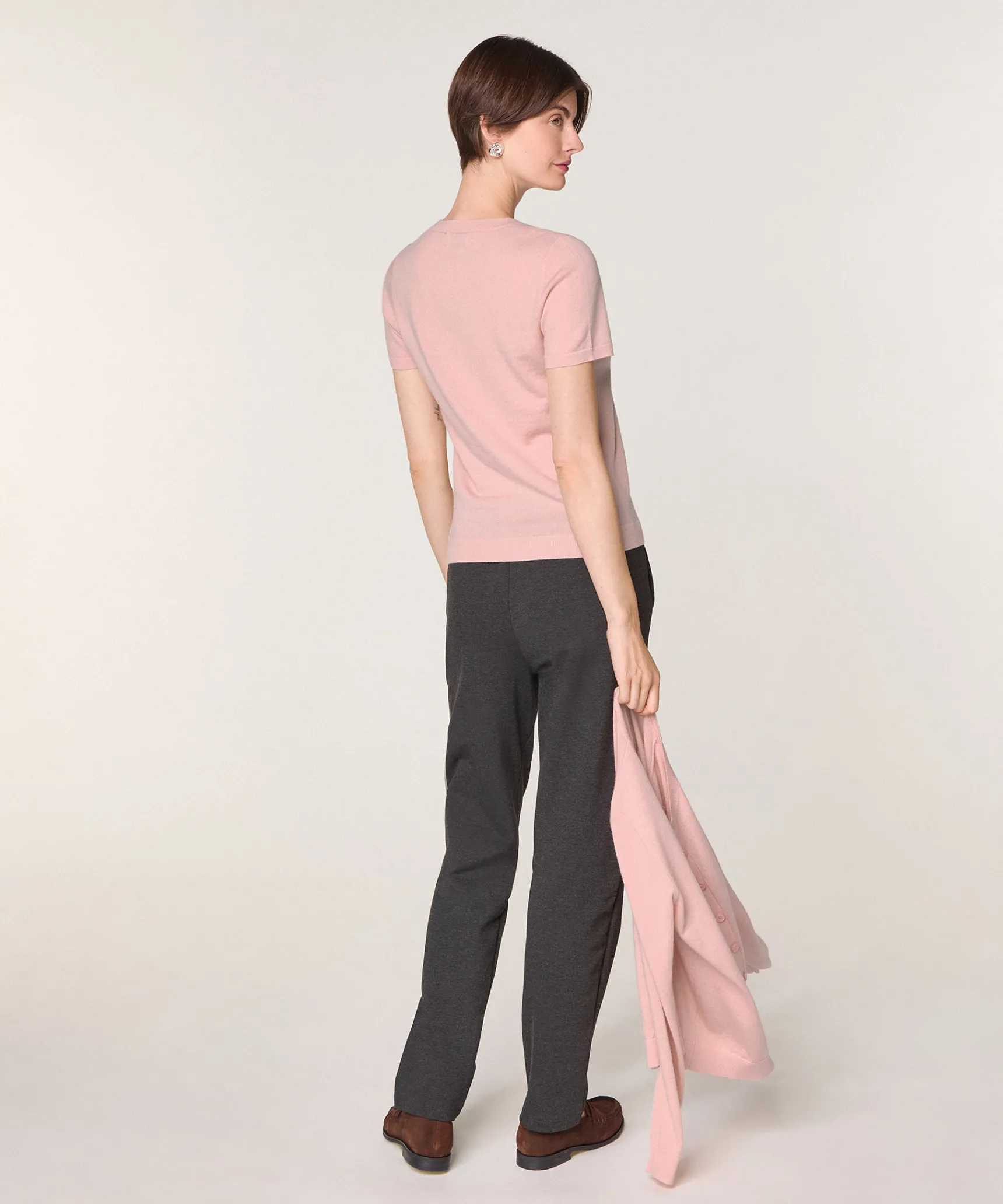 Rodier Twin-set en laine mérinos rose perle
