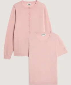 Rodier Twin-set en laine mérinos rose perle