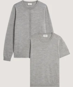 Clearance Rodier Twin-set en laine mérinos gris chiné