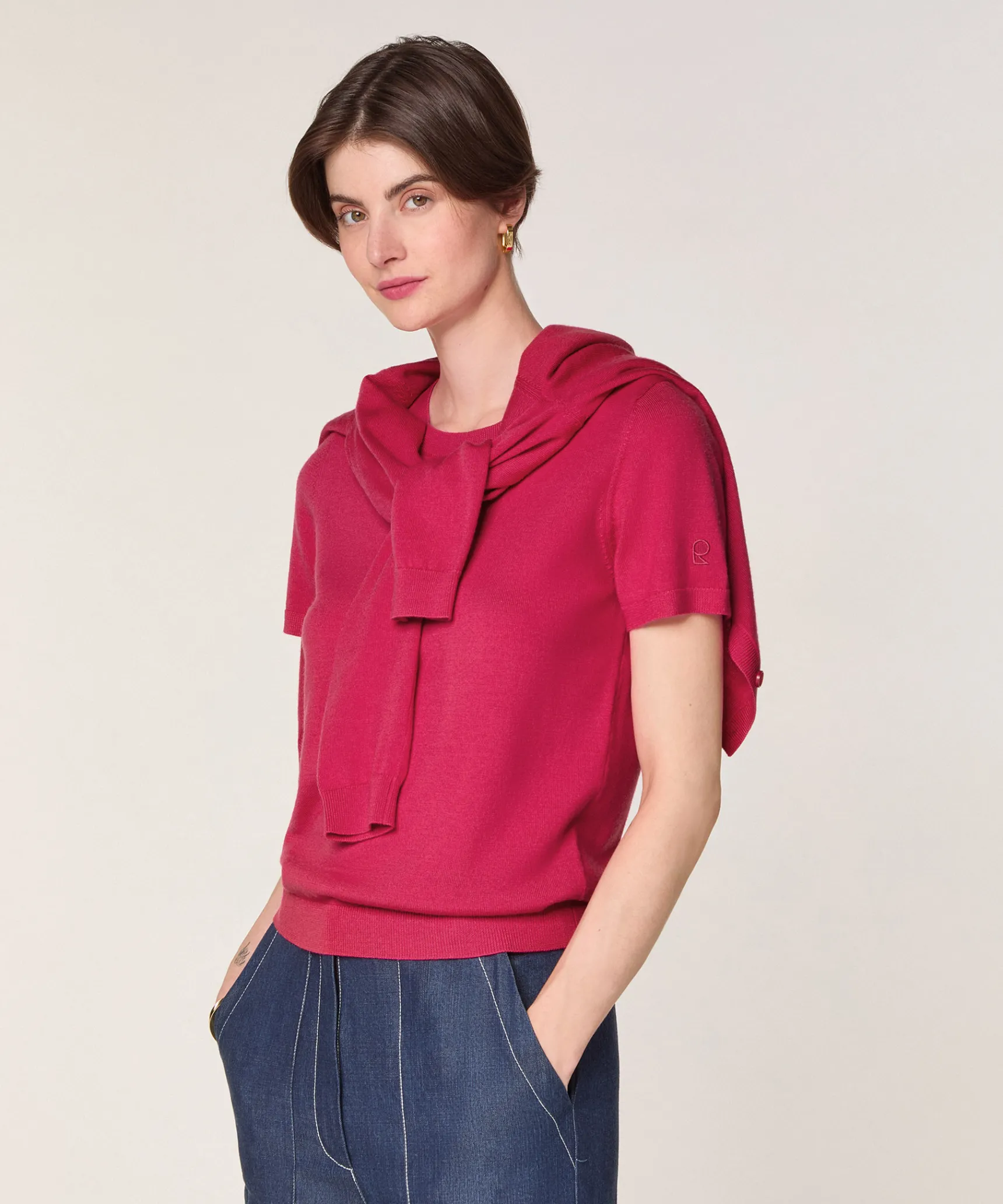 Discount Rodier Twin-set en laine mérinos rose fuchsia