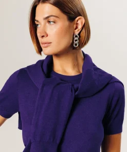 Sale Rodier Twin-set en maille violet fonce