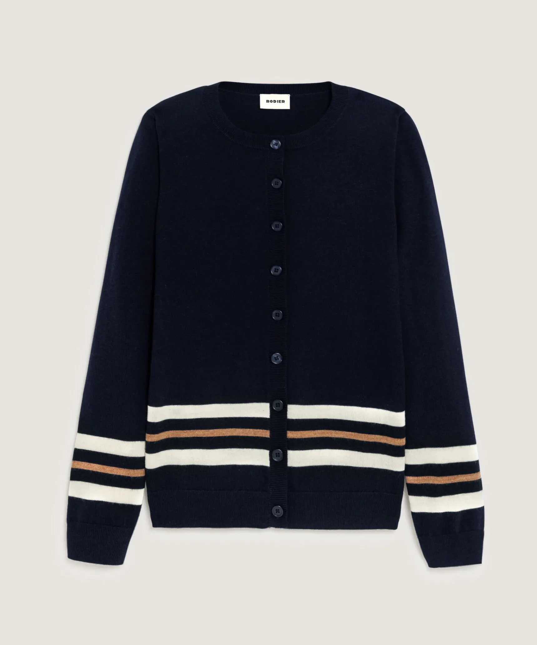 Rodier Twin-set rayé en laine mérinos bleu nuit