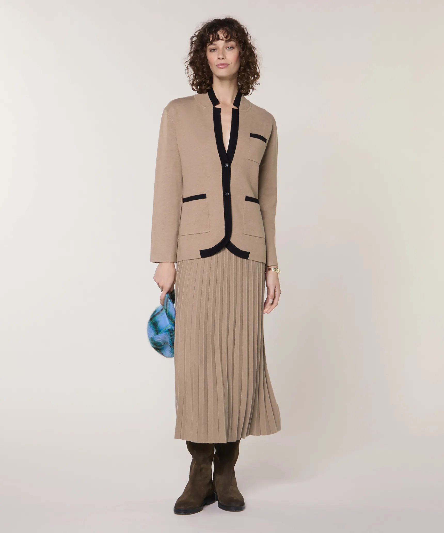 Sale Rodier Veste bicolore en maille double face marron moka