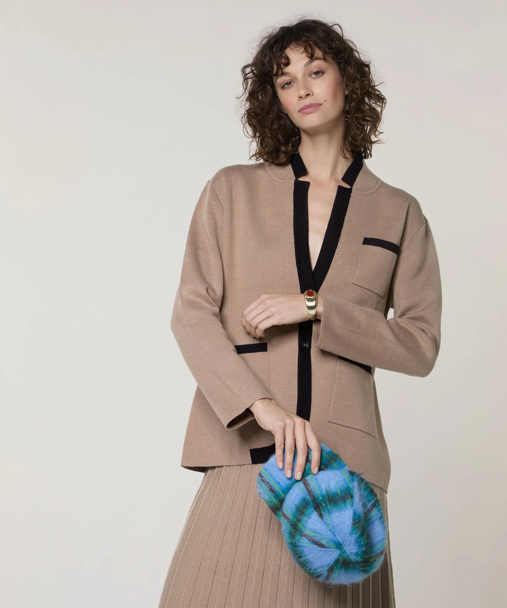 Sale Rodier Veste bicolore en maille double face marron moka