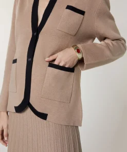 Sale Rodier Veste bicolore en maille double face marron moka