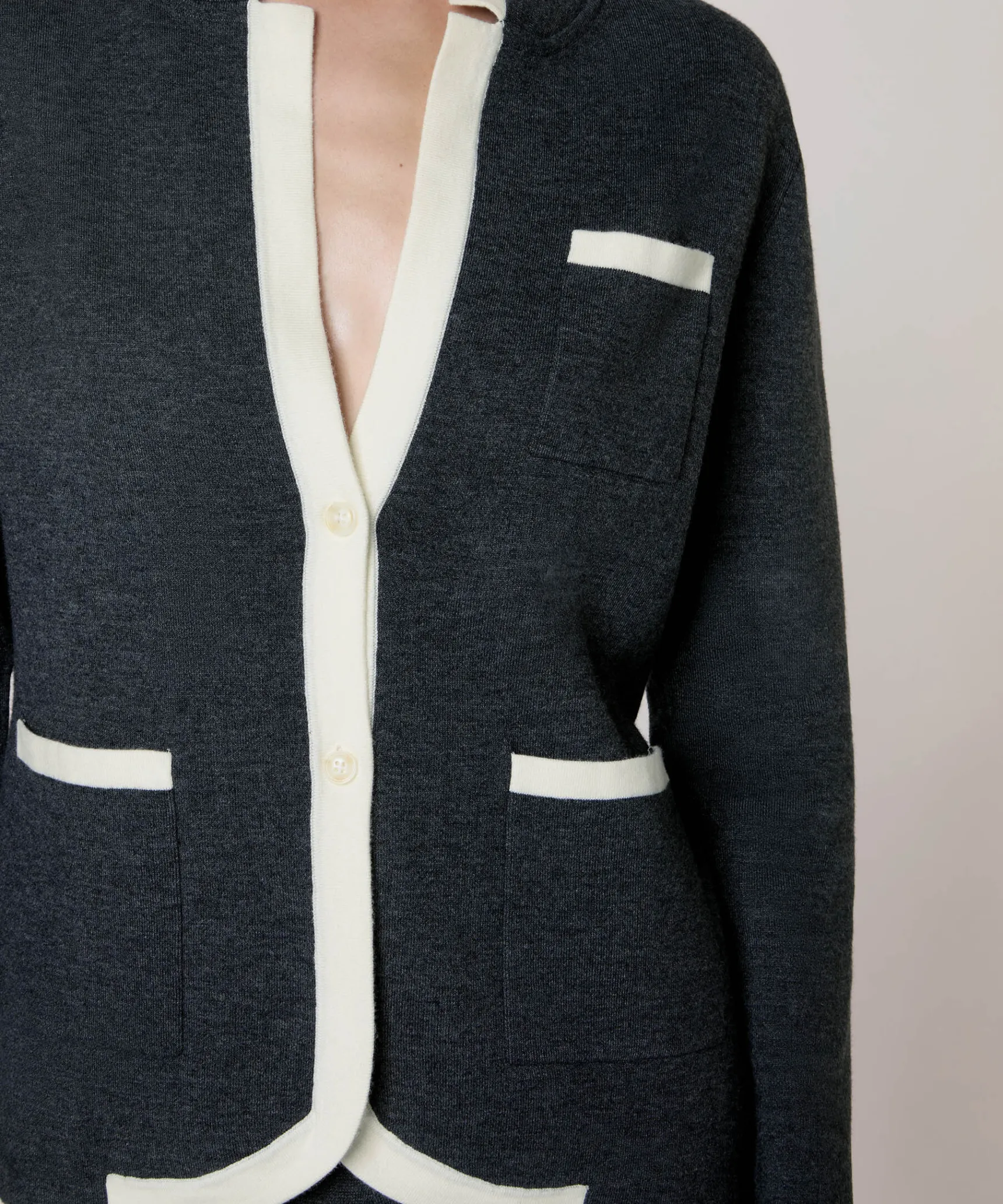 Online Rodier Veste bicolore en maille double face gris foncé