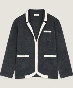 Online Rodier Veste bicolore en maille double face gris foncé