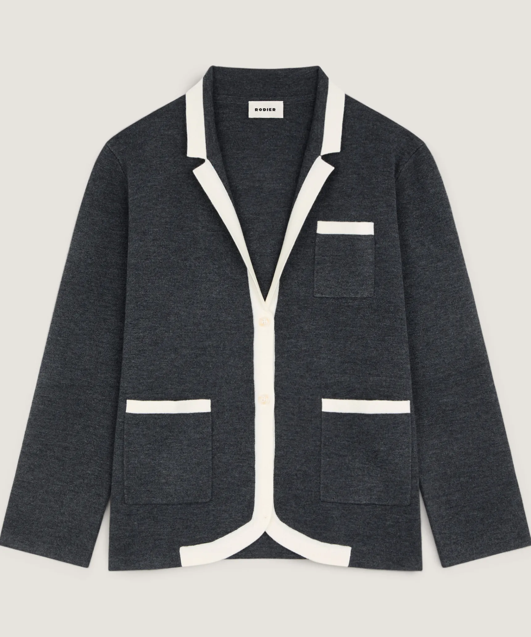 Online Rodier Veste bicolore en maille double face gris foncé