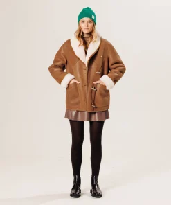 Online Rodier Veste canadienne en peau lainée marron camel