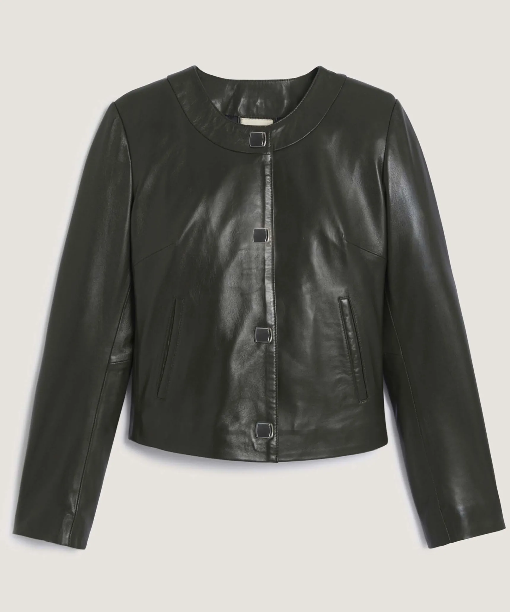 Best Rodier Veste courte en cuir vert olive