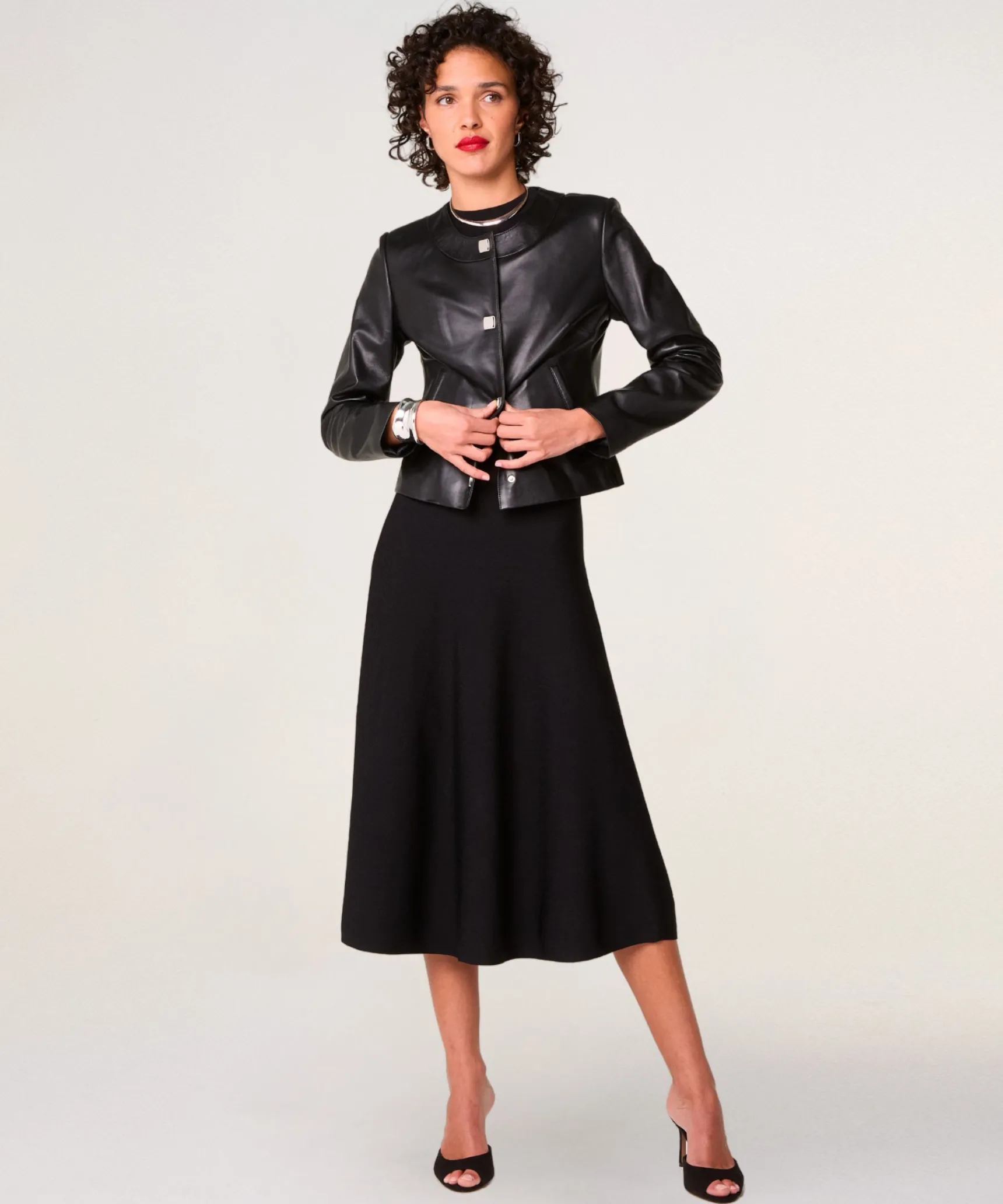 Outlet Rodier Veste courte en cuir noire