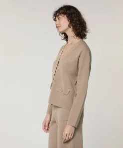 Best Rodier Veste courte en maille milano marron moka