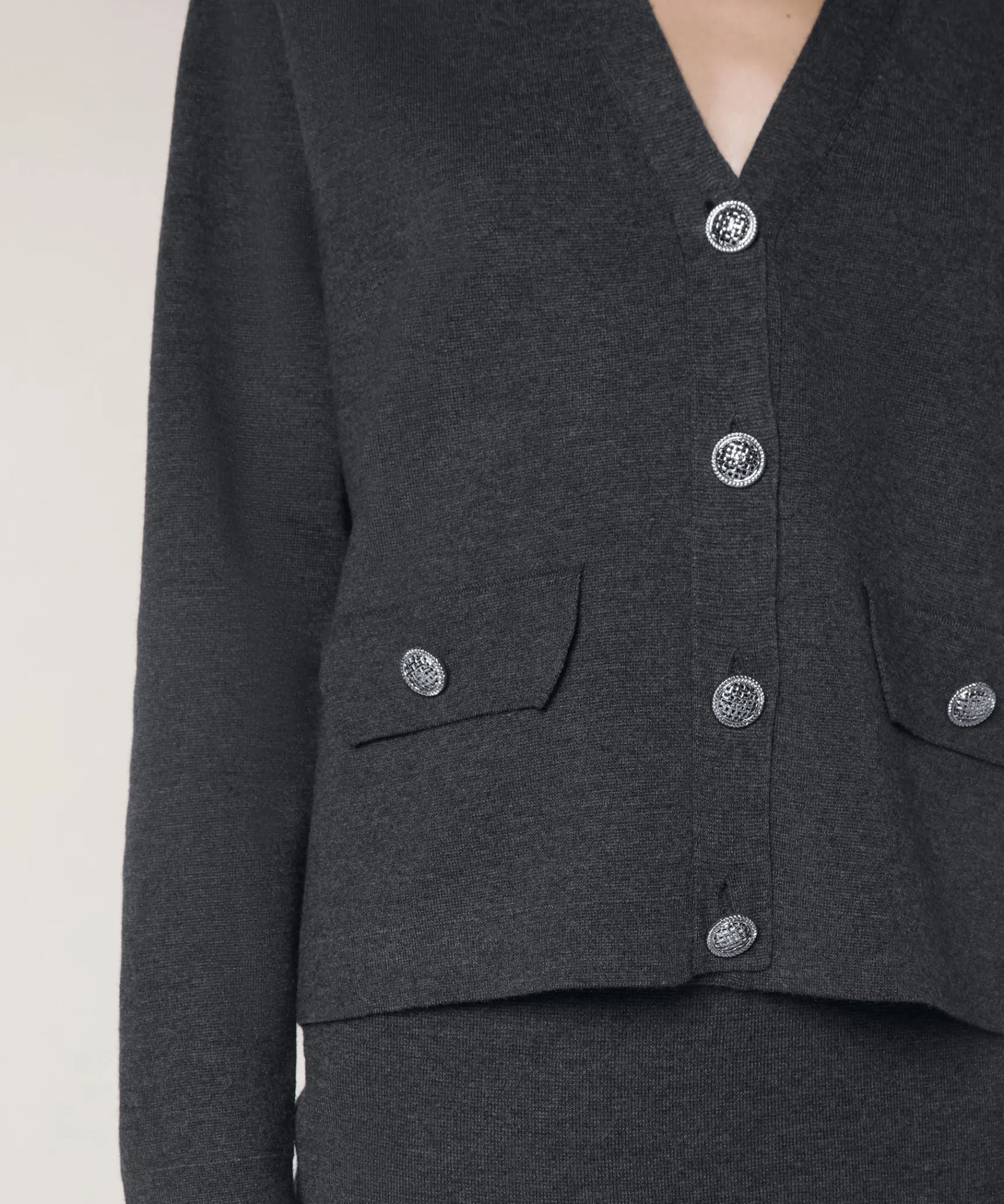 Sale Rodier Veste courte en maille milano gris foncé