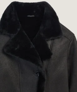 Clearance Rodier Veste croisée en peau lainée noir