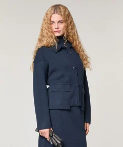 New Rodier Veste double face en laine bleu denim