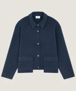 New Rodier Veste double face en laine bleu denim