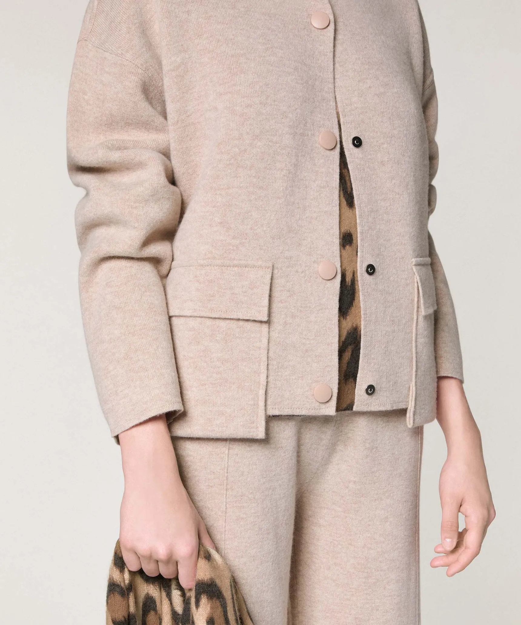 Outlet Rodier Veste double face en laine beige chiné