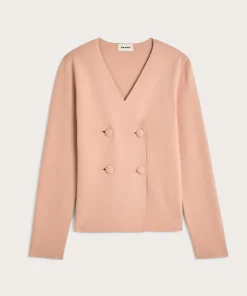 Sale Rodier Veste en maille croisée rose poudré