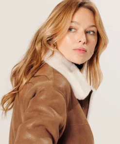 Discount Rodier Veste en peau lainée réversible beige camel